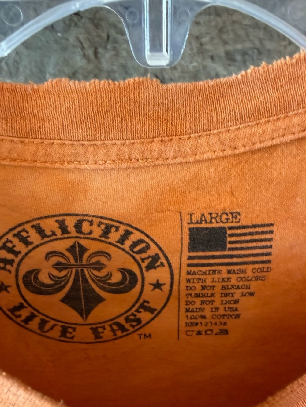 Affliction Orange Short-Sleeve Crest Graphic Tee - Picture 8 of 11